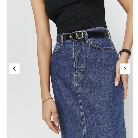 Reformation Jayde High Rise Denim Midi Skirt in Hana Size 26 NWT - Picture 3 of 4